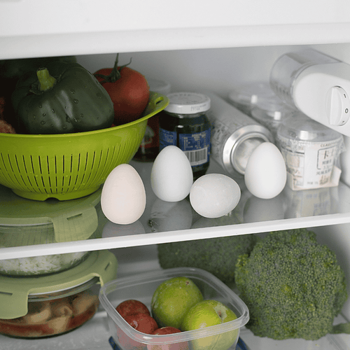 Diatomite Dehumidifying Eggs in a fridge with various other food items