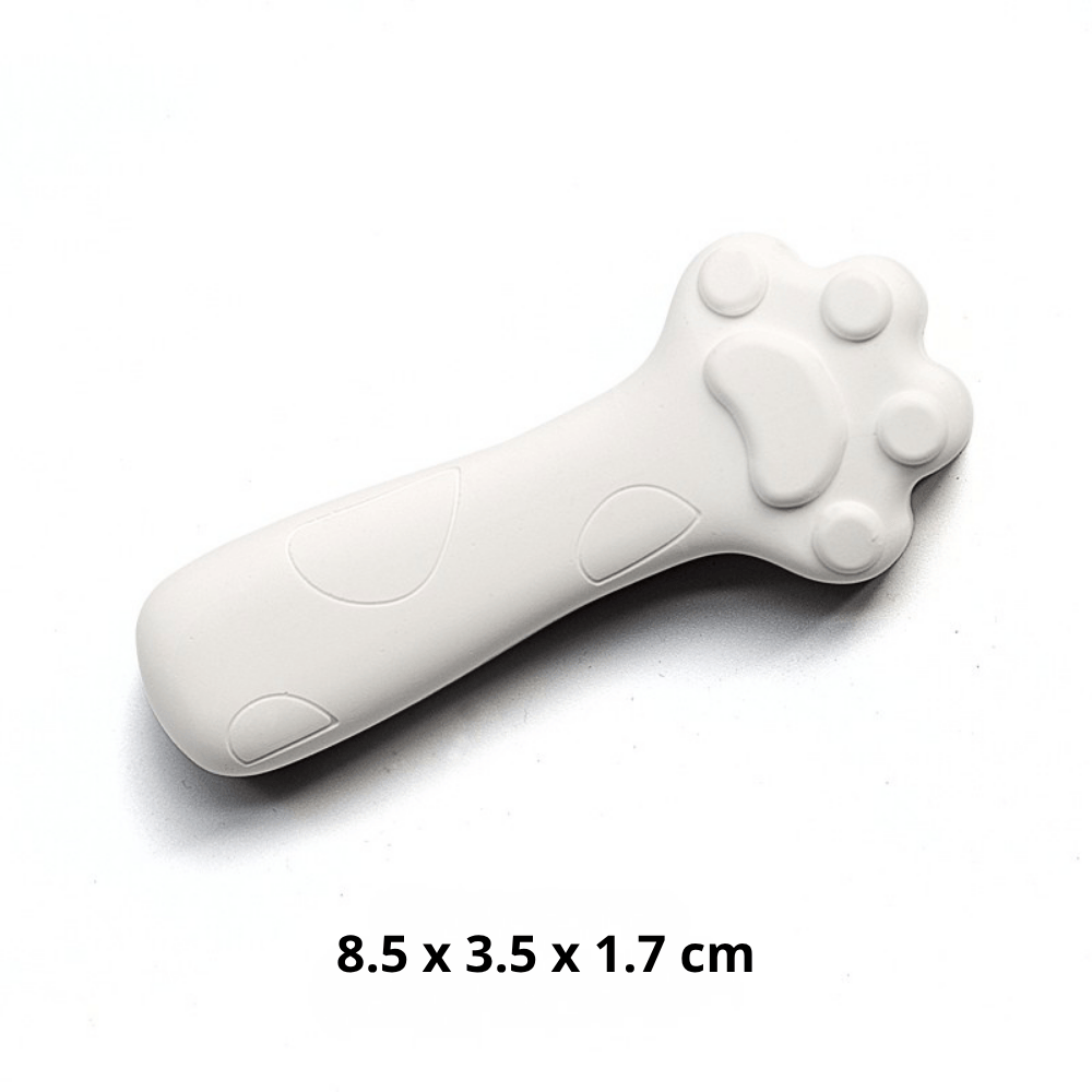 White paw-shaped diatomite drying block with text '8.5x3.5x1.7 cm' on White background