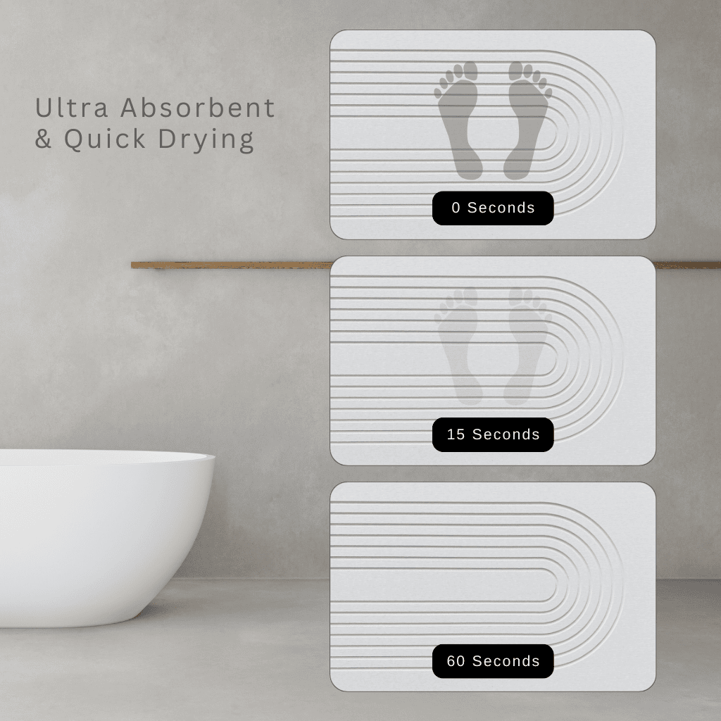 Diatomite Stone Mat | Fast Dry Bath Bath Mat | Anti-Slip | Arc Engraving