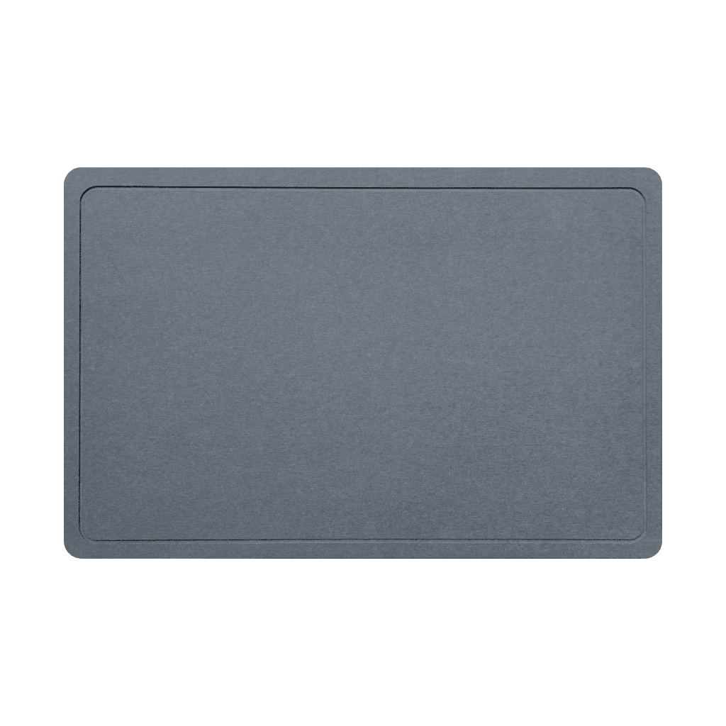Dark Grey diatomite bath mat with a frame engraving on White background