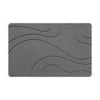 Dark Grey diatomite bath mat with line-patterned engraving on white background
