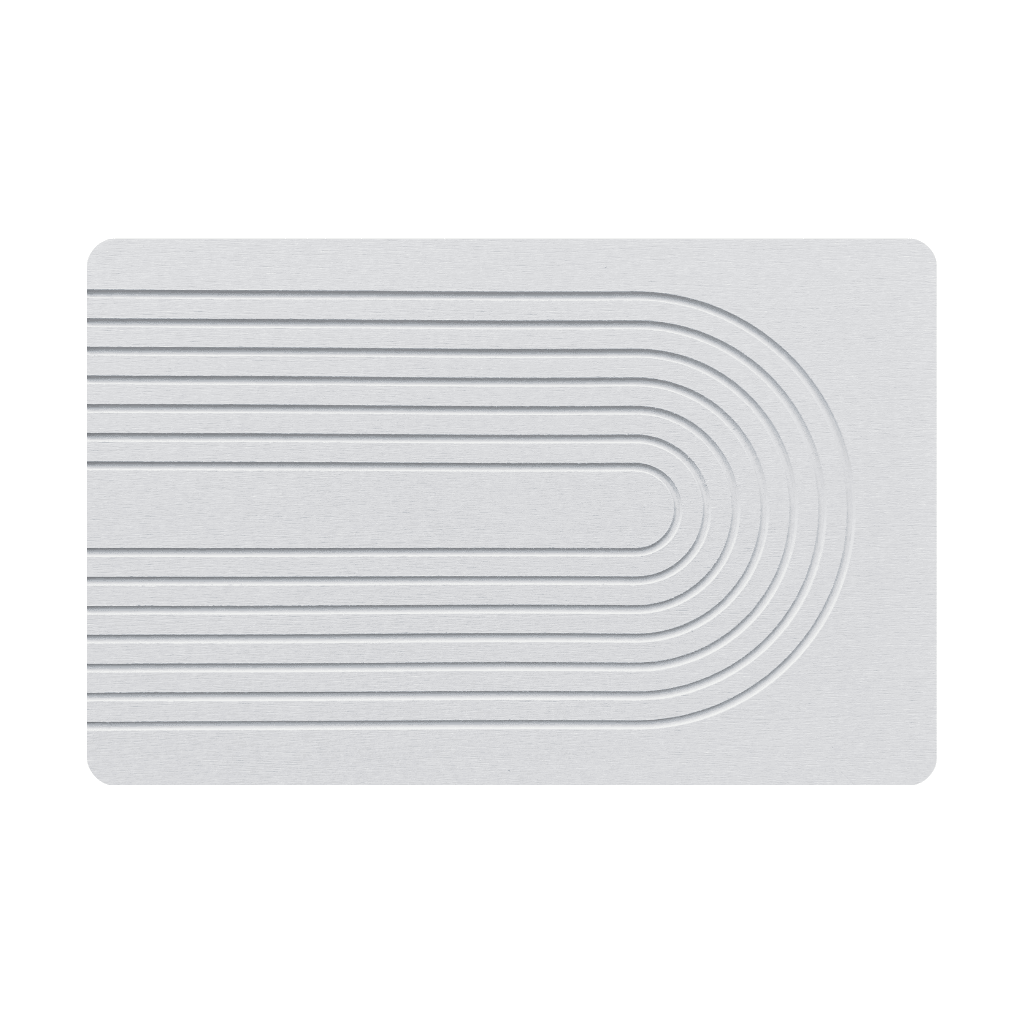 Light Grey diatomite bath mat with an arc-patterned engraving on White background