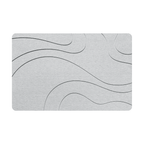Light Grey diatomite bath mat with a line-patterned engraving on white background