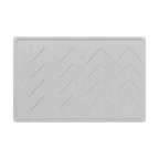 Light Grey diatomite bath mat with a tile-patterned engraving on white background