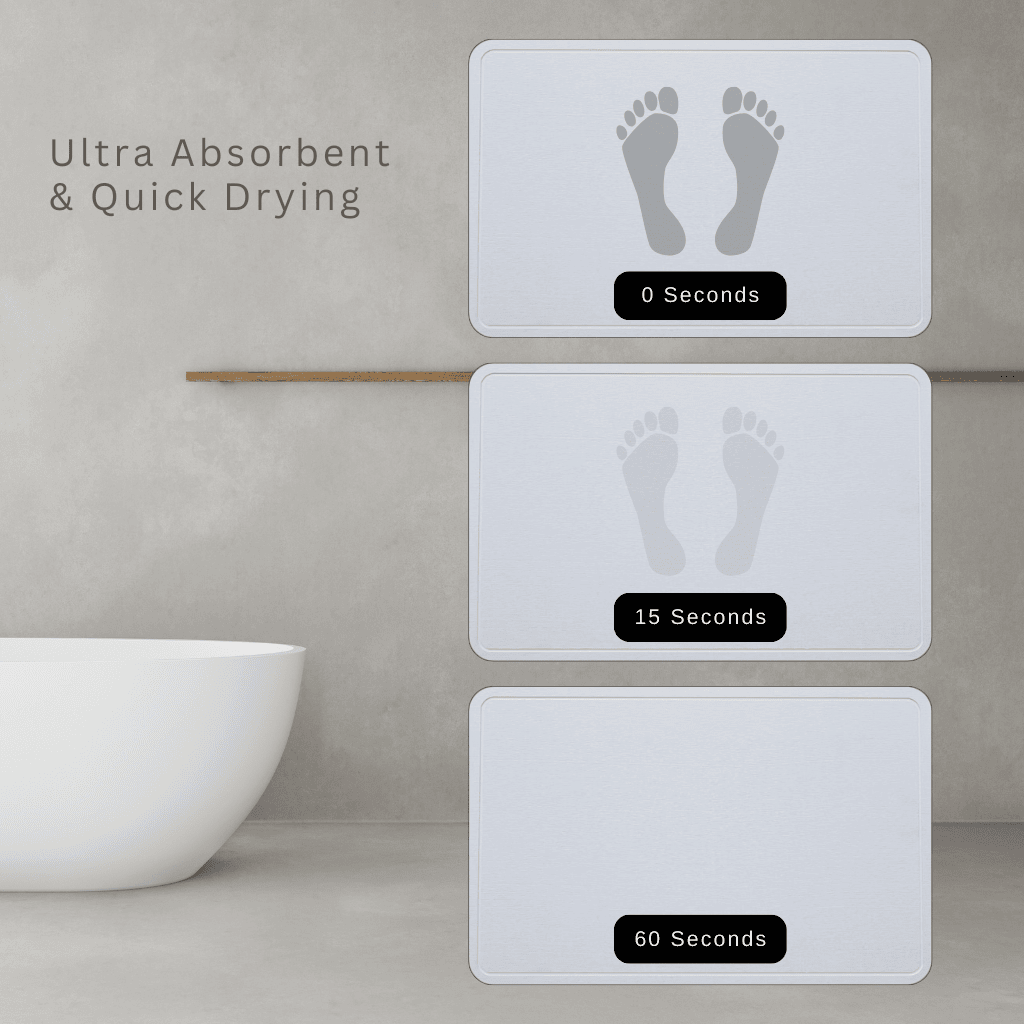Diatomite Stone Mat |  Fast Dry Bath Mat | Anti-Slip Pad | Frame Engraving