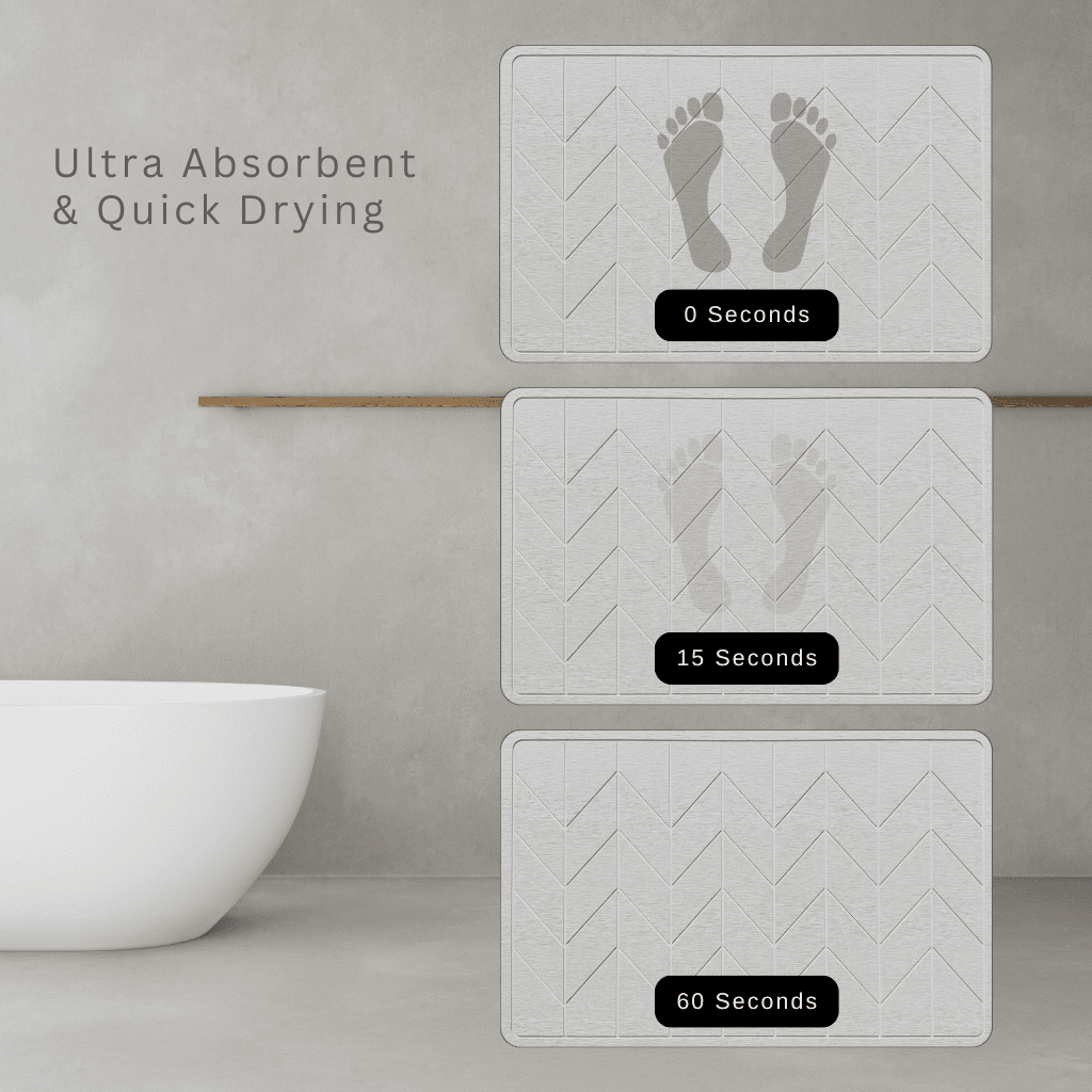 Diatomite Stone Mat | Fast Dry Bath Mat | Anti-Slip | Tile Engraving