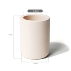 Beige diatomite tooth brush cup  with dimensions indicated on a white background