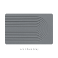 Dark Grey diatomite bath mat with a arc-shaped engraving on white background with text 'Arc Dark Grey'