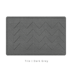 Dark Grey diatomite bath mat with a tile-patterned engraving on white background with text 'Tile Dark Grey'